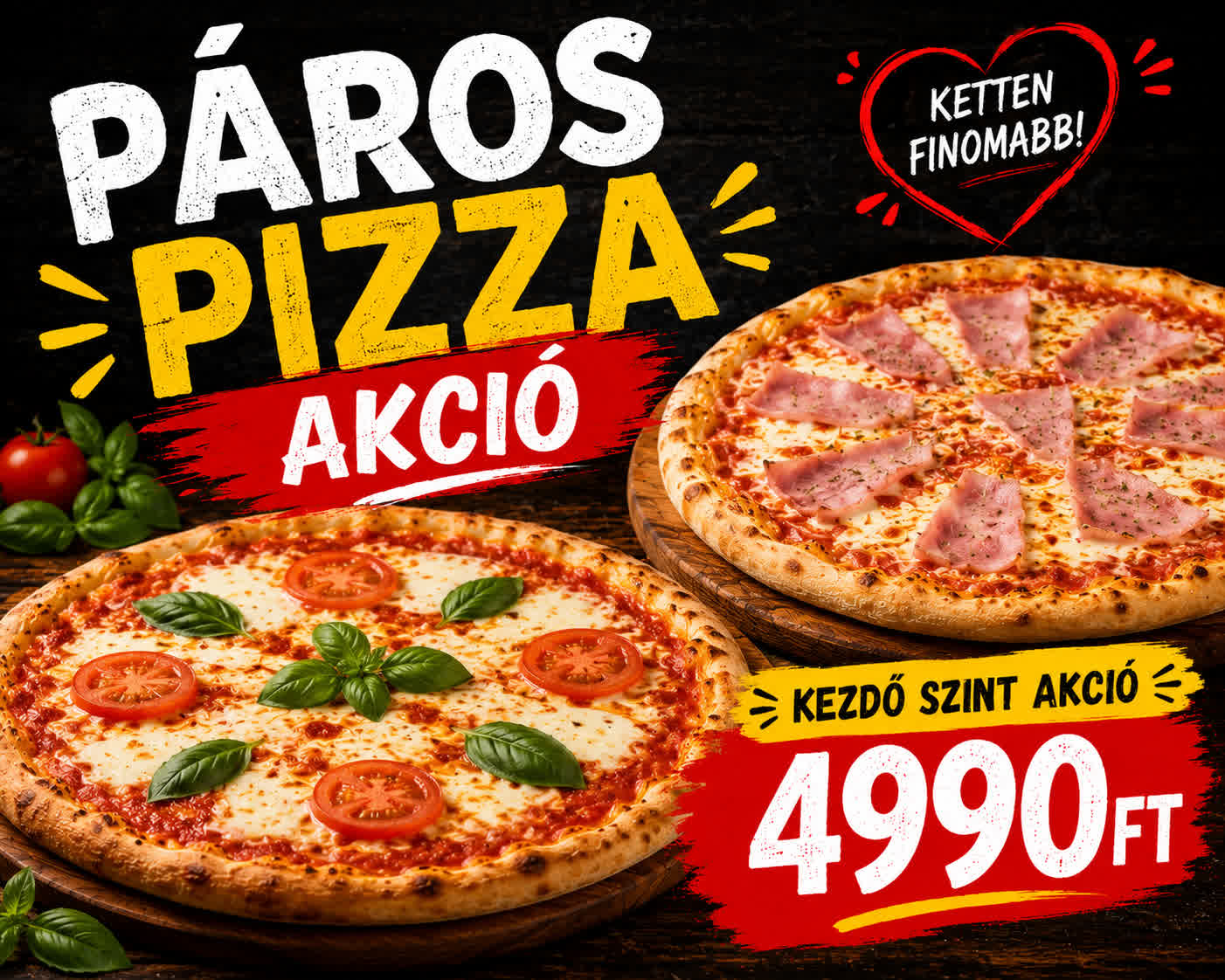 Páros pizza akció 1 (4990ft)
